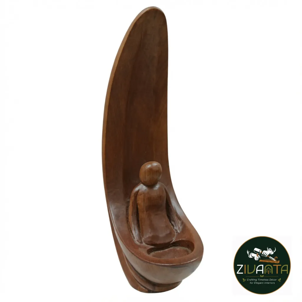 [ZIVWOO21] Wooden Serenity Moon Sculpture