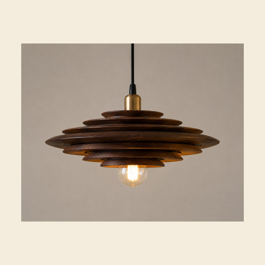 Wooden Harmony Disc Pendant Lamp