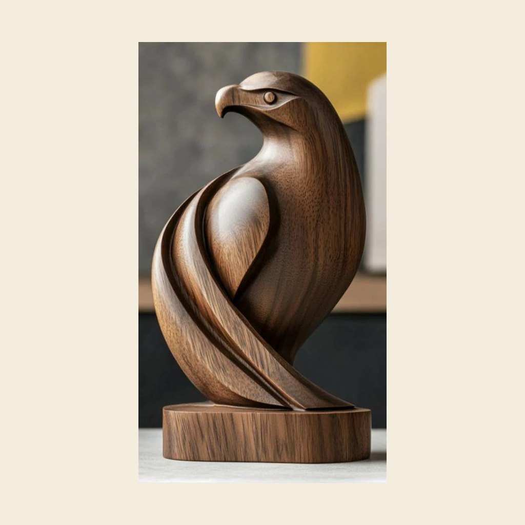 Wooden Eagle Sculpture