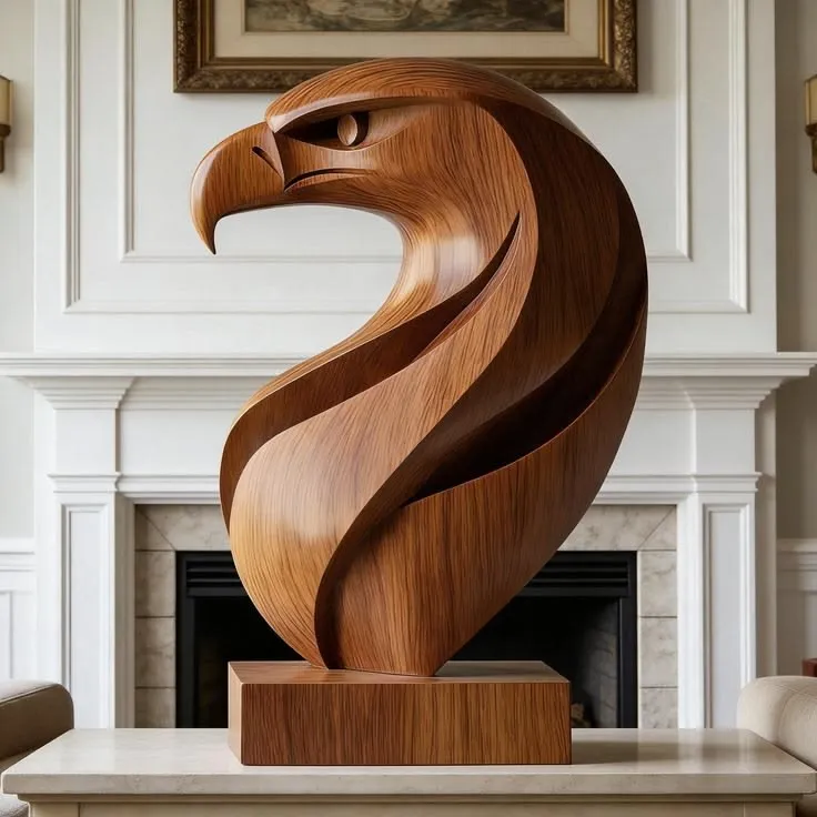 WOODEN EAGLE SCULPTURE