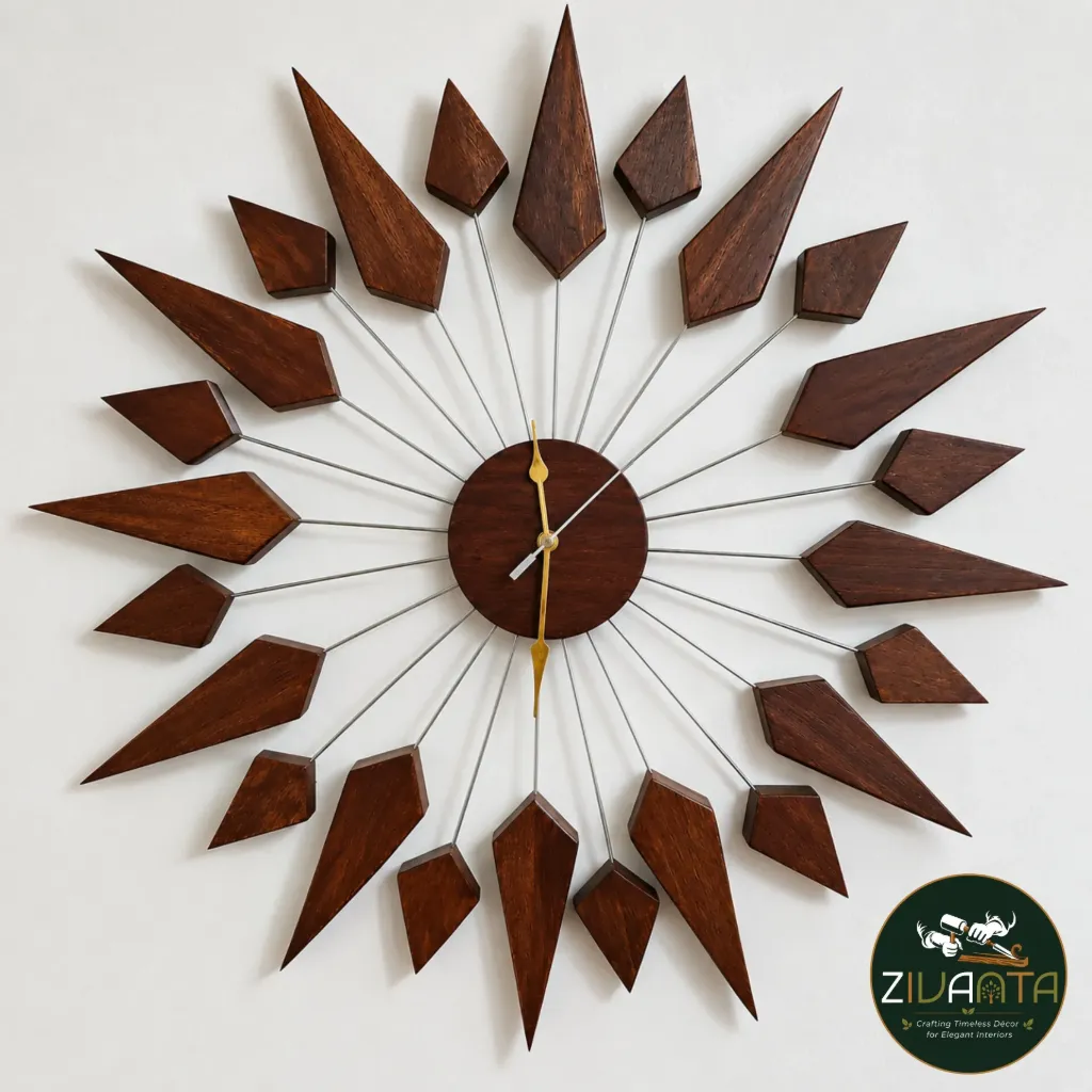 [ZIVVIN2] Vintage Teak Star Clock