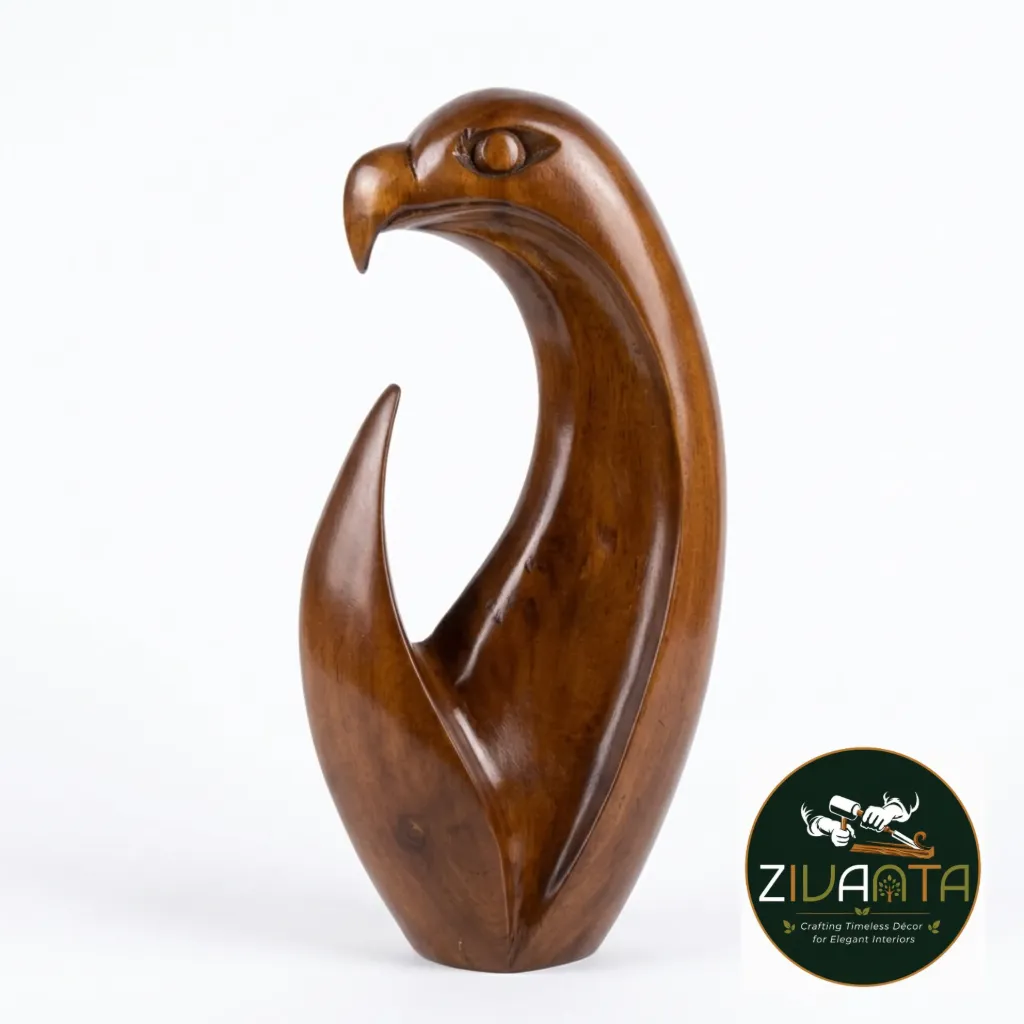 [ZIVWOO27] TEAK WOOD EAGLE SCULPTURE