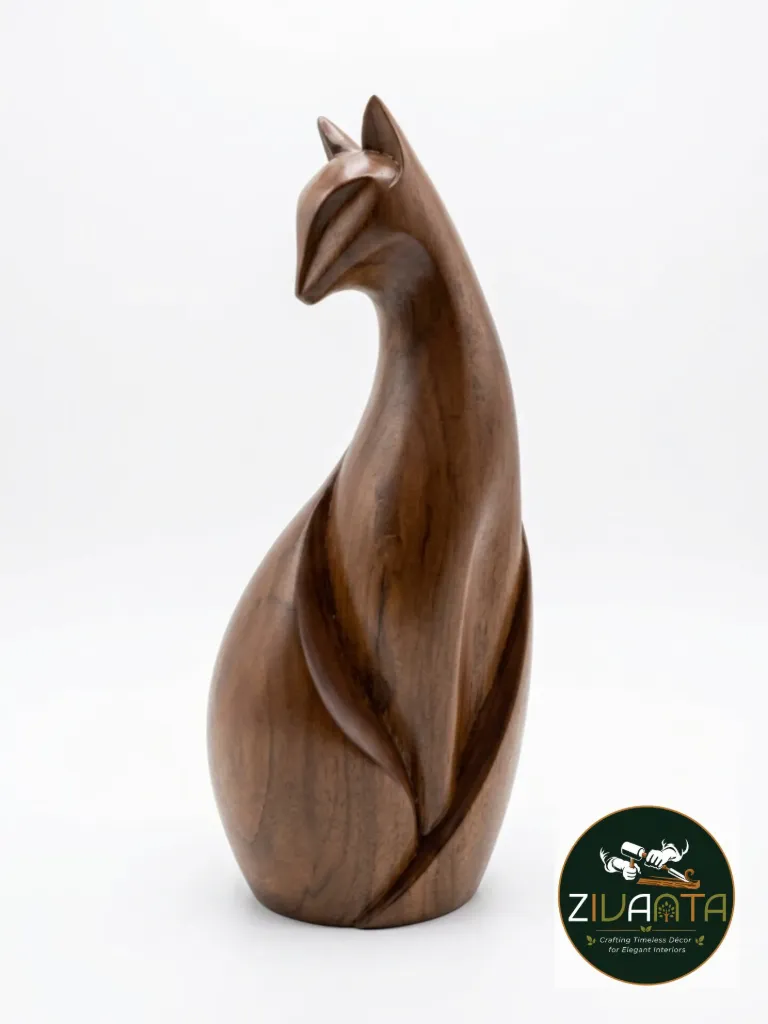 [ZIVWOO33] Large Wooden Cat Sculpture